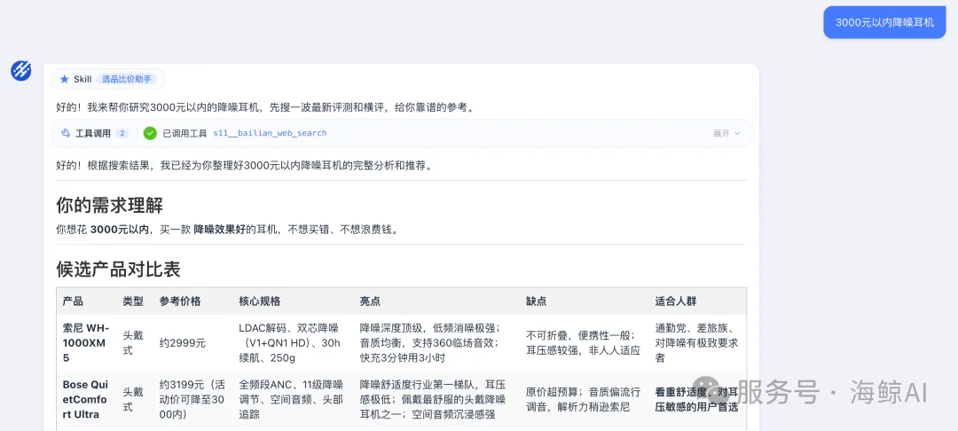选品比价助手对比表格示例